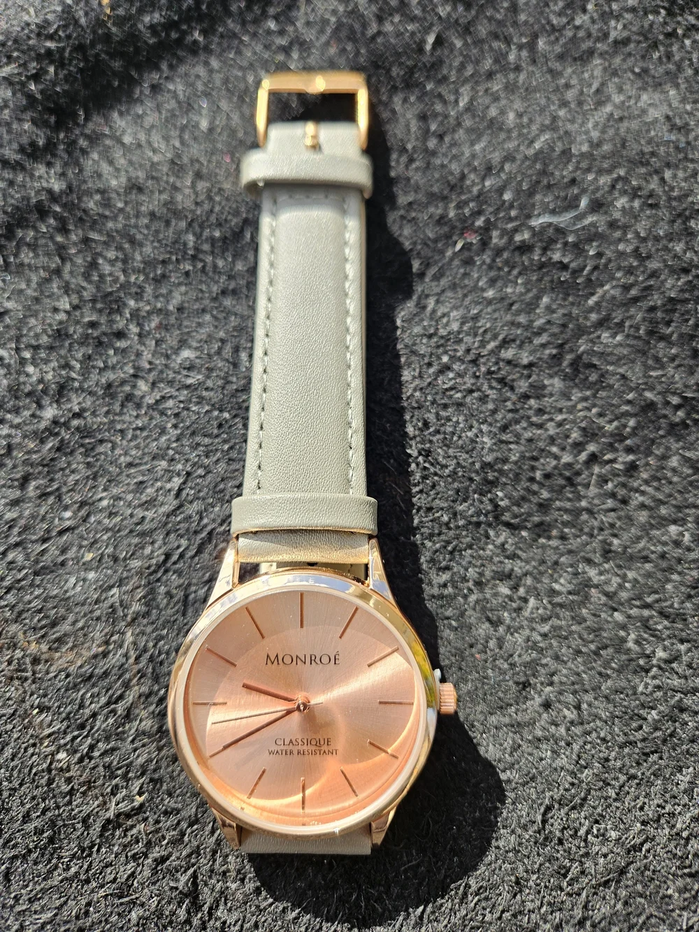 Monroe Womens's Watch - Pink Face with Gray leather band